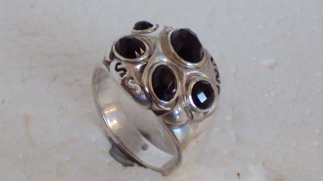 anello in argento 925 con onice