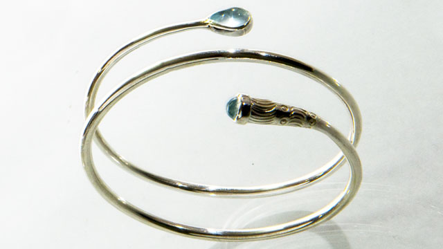 bracciale doppio giro in argento 925 con acquamarina